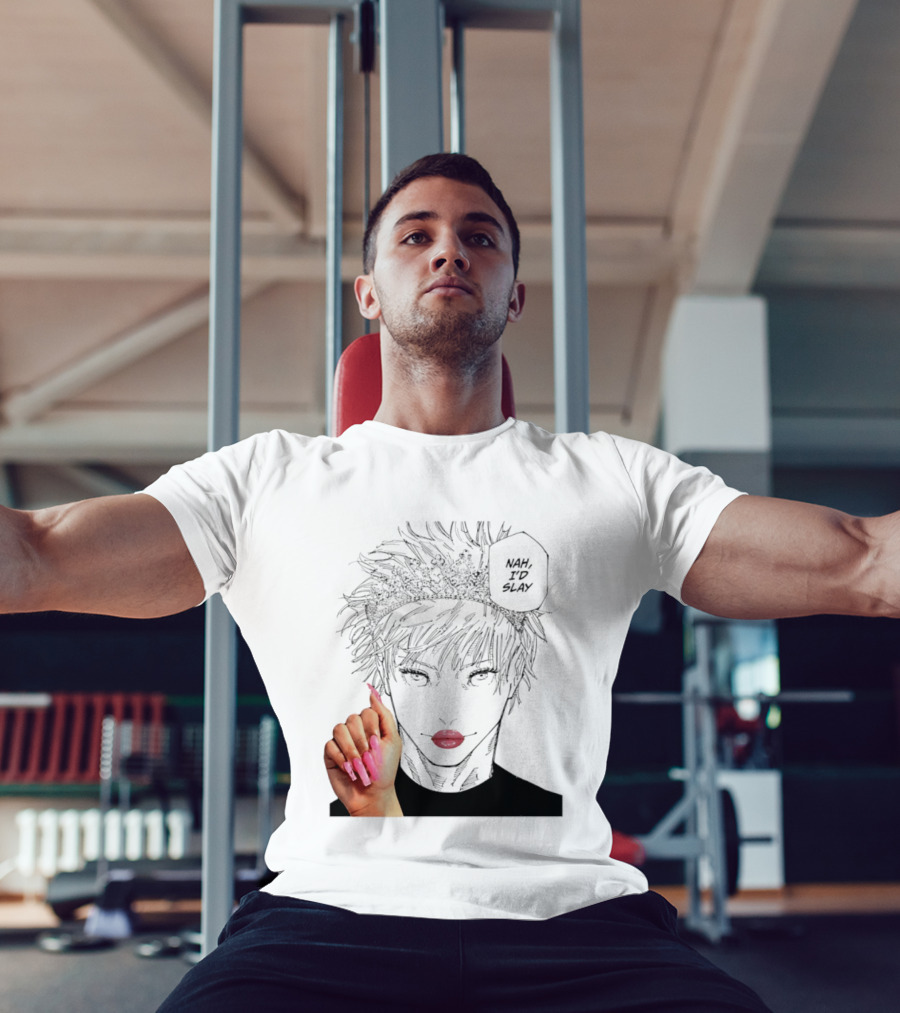 Nah I'd Slay Gojo Manga Character With Pink Lips And Nails T-Shirt