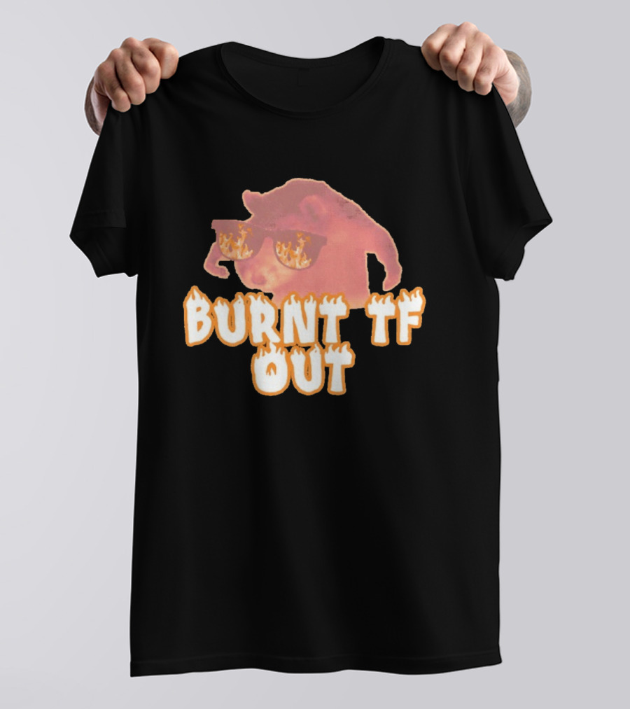 Burnt TF Out Flaming Sunglasses Meme Cat T-Shirt