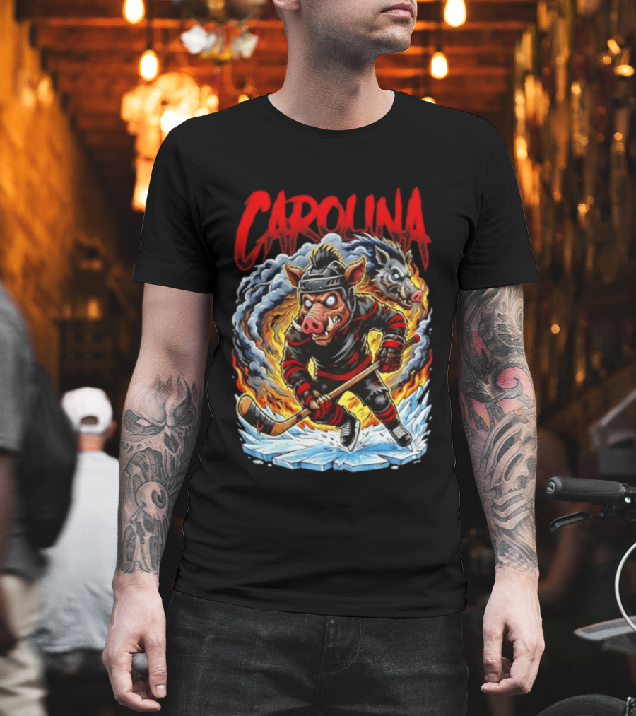 Carolina Hurricanes Stormy Hockey Player Ice Action T-Shirt