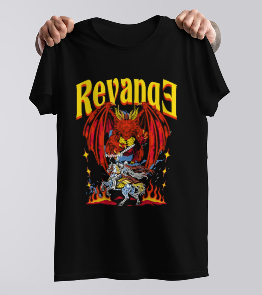Revenge Dragon Knight Sword Fire Fantasy T-Shirt