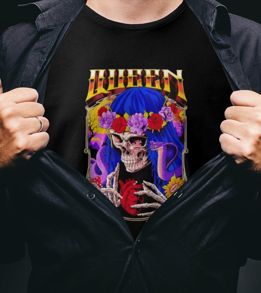 Til Death Skeleton Fiesta Cobra Floral Skeleton Tattoo T-Shirt