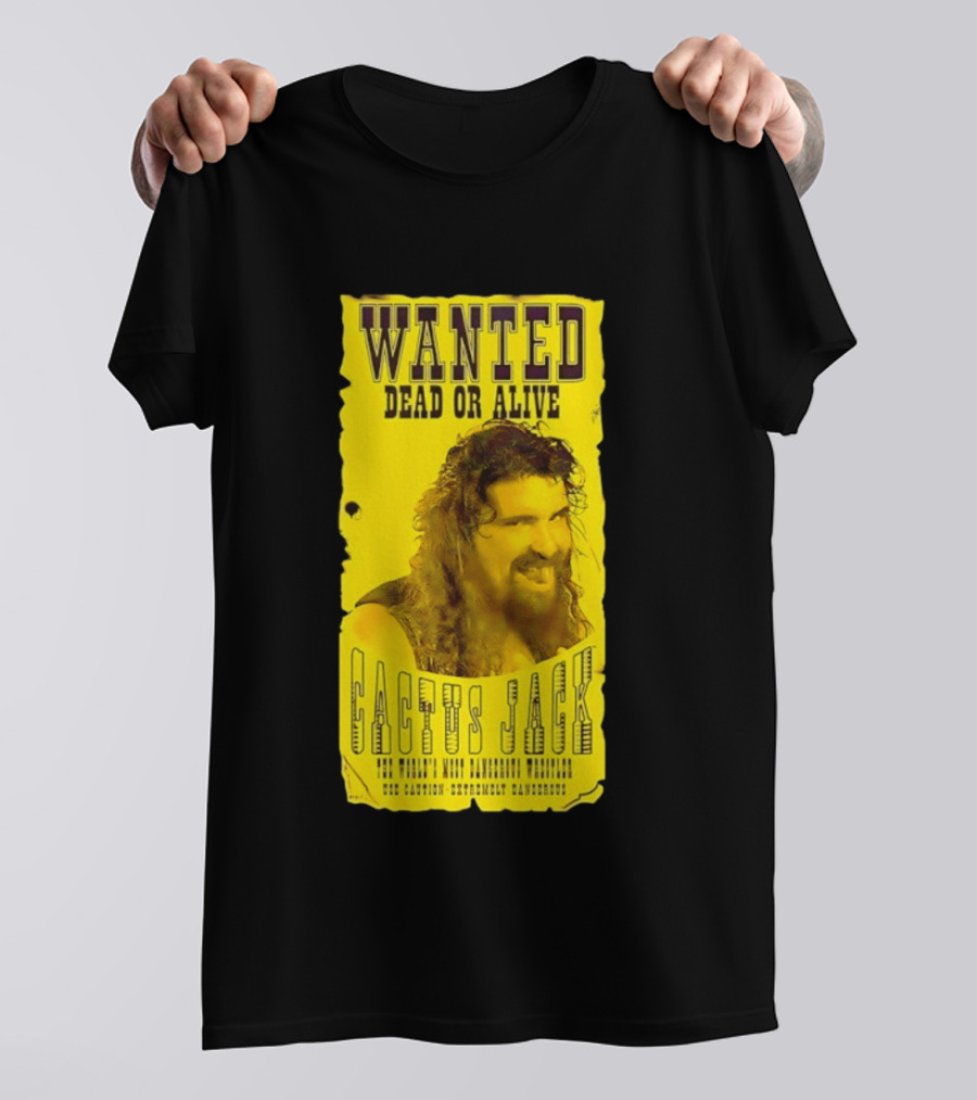 Jamie Hayter Iconic Cactus Jack Wanted Dead Or Alive Yellow T-Shirt