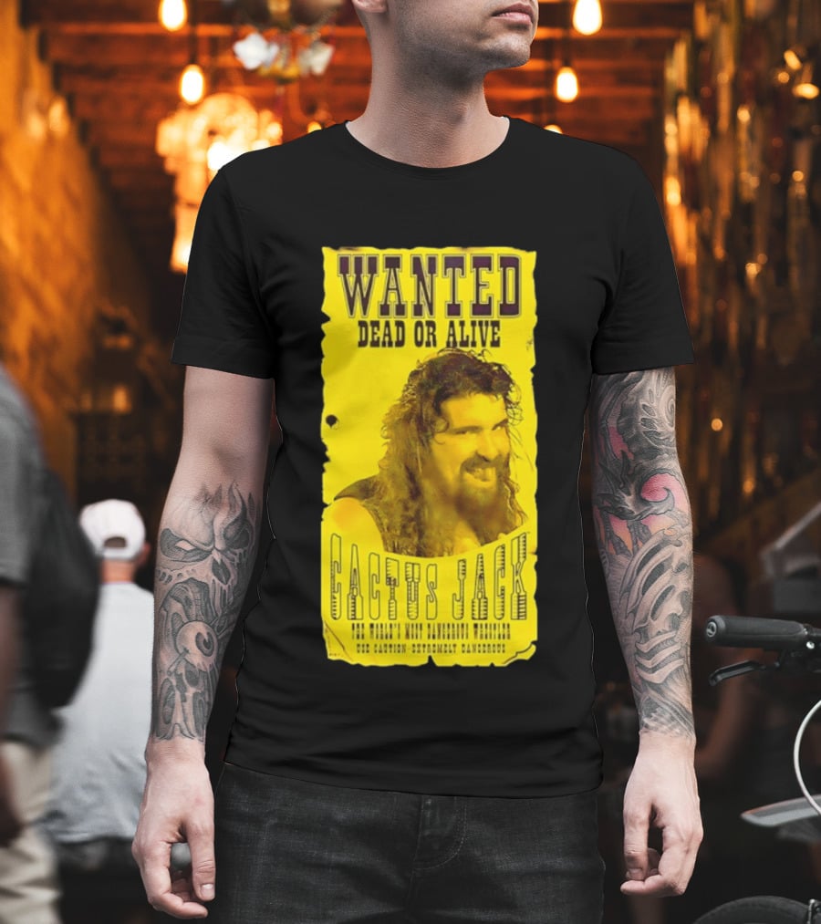 Jamie Hayter Iconic Cactus Jack Wanted Dead Or Alive Yellow T-Shirt