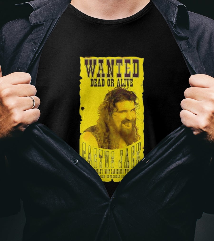 Jamie Hayter Iconic Cactus Jack Wanted Dead Or Alive Yellow T-Shirt