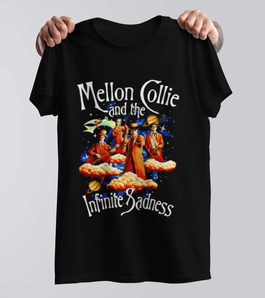 Mellon Collie And The Infinite Sadness Band Members With Surreal Clouds And Vibrant Splashes T-Shirt