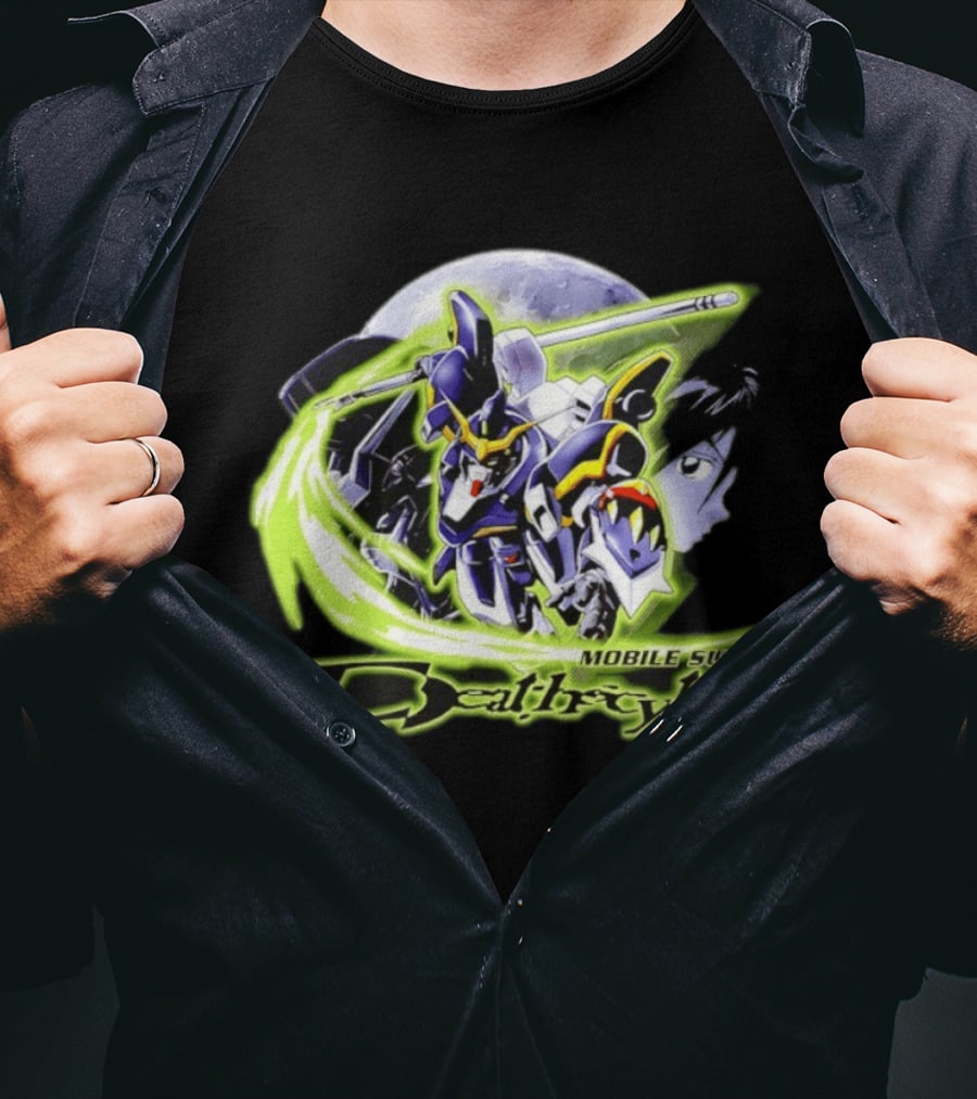 Mobile Suit Deathrythe Mecha Battle Moon Scene T-Shirt