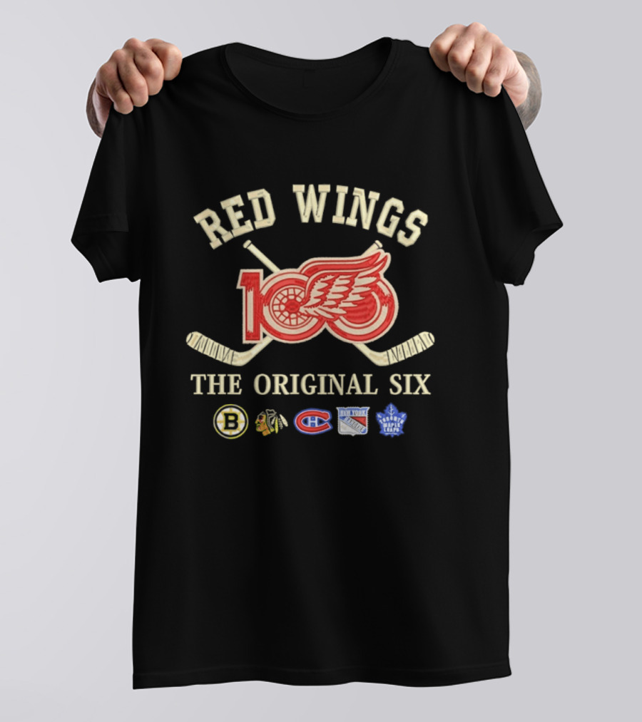 Red Wings 100 Anniversary The Original Six NHL Hockey Teams T-Shirt