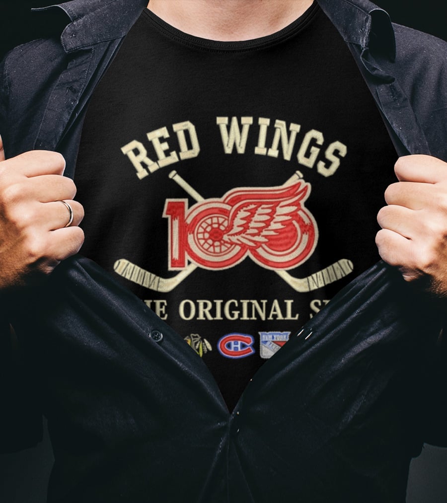 Red Wings 100 Anniversary The Original Six NHL Hockey Teams T-Shirt