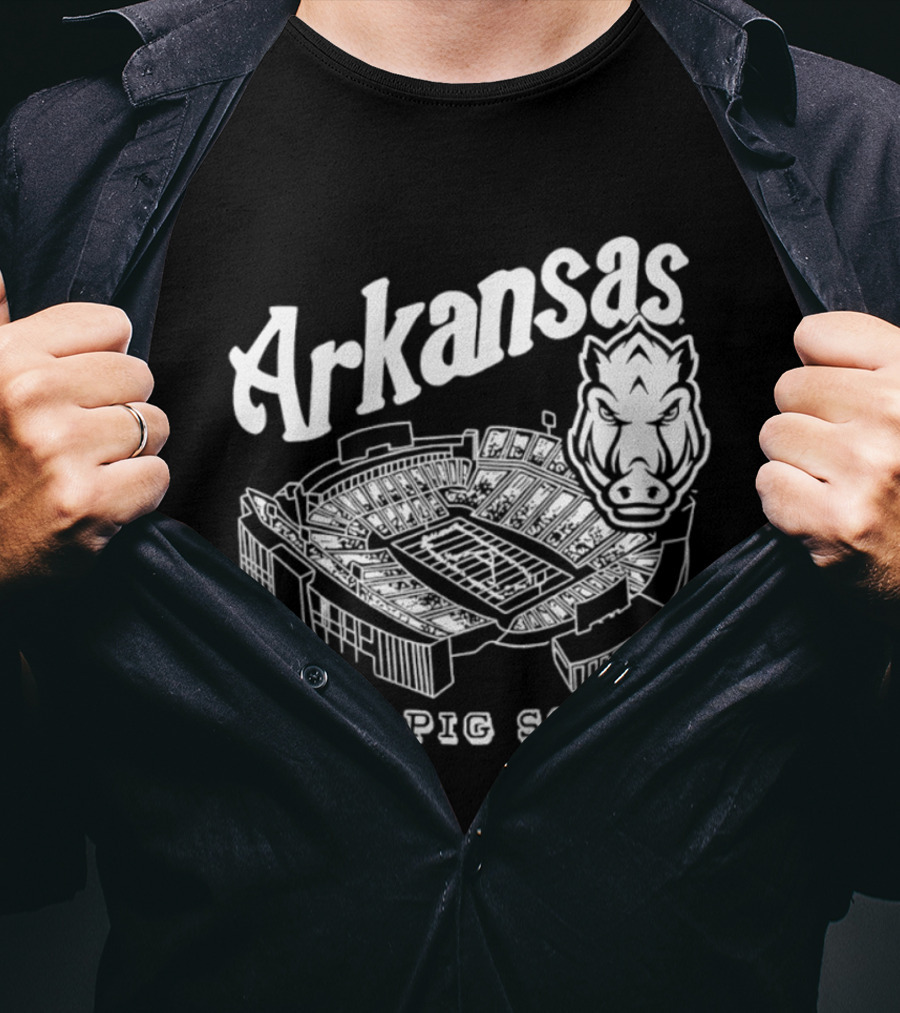 Arkansas Woo Pig Sooie Football Cardinal Stadium T-Shirt