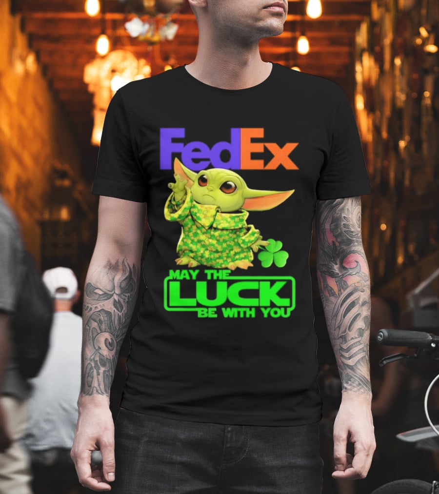 FedEx Baby Yoda May The Luck Be With You Clover T-Shirt