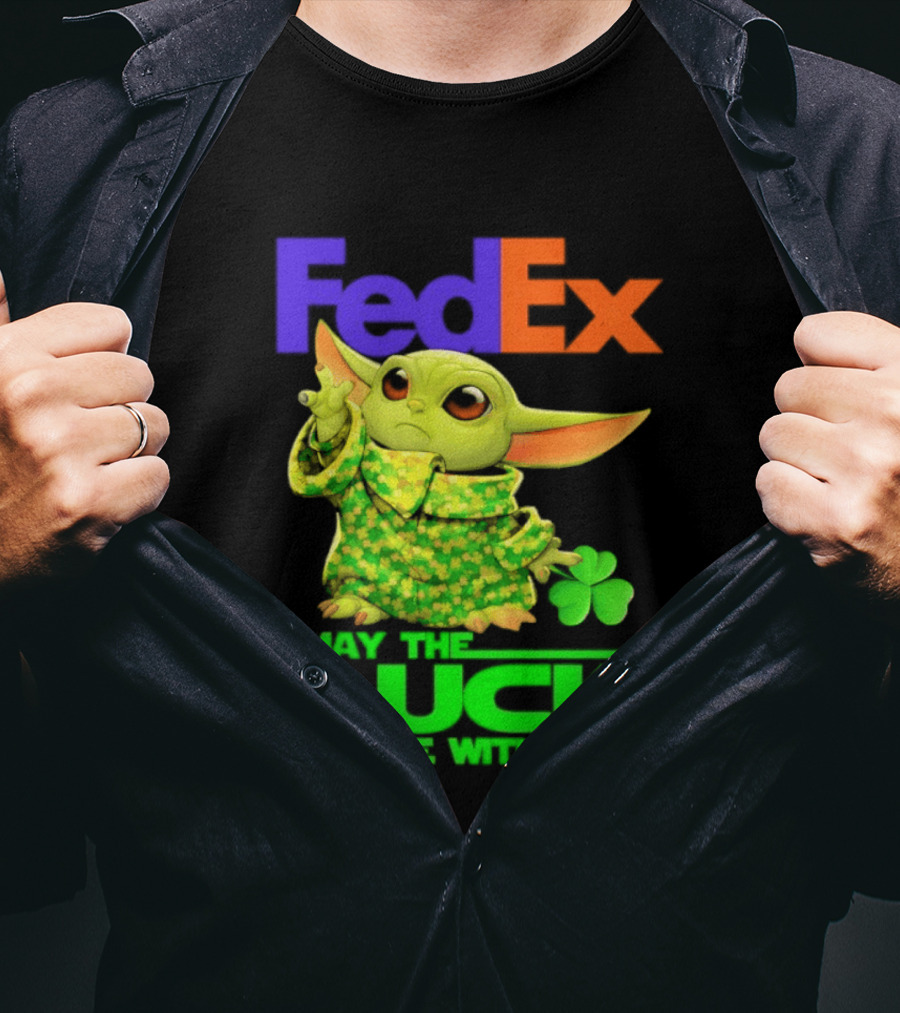FedEx Baby Yoda May The Luck Be With You Clover T-Shirt