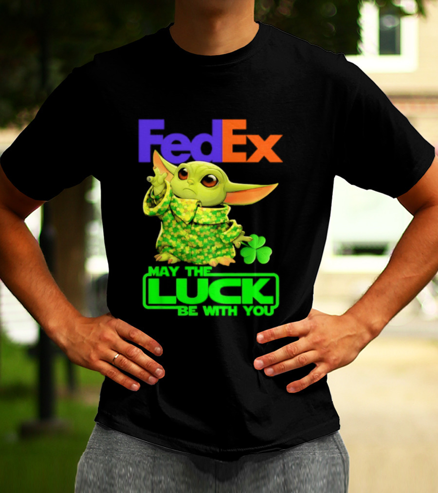 FedEx Baby Yoda May The Luck Be With You Clover T-Shirt