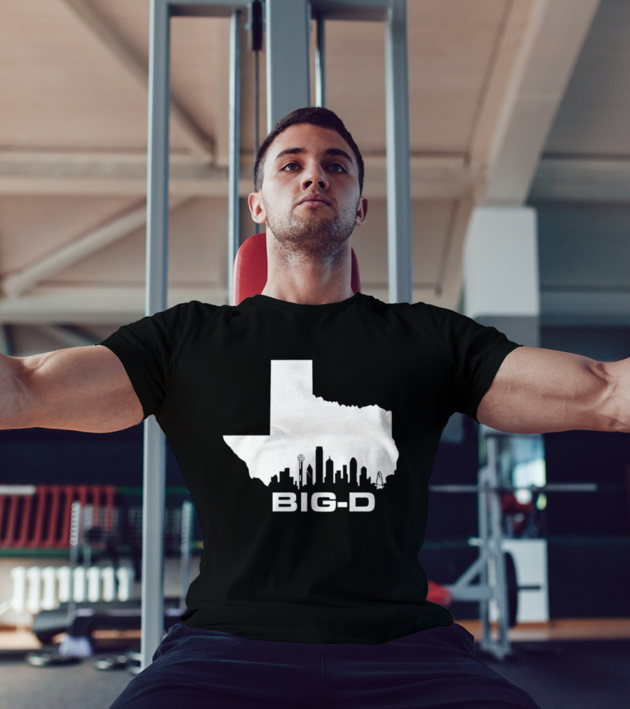 Big D Texas Outline Dallas City Skyline Map T-Shirt