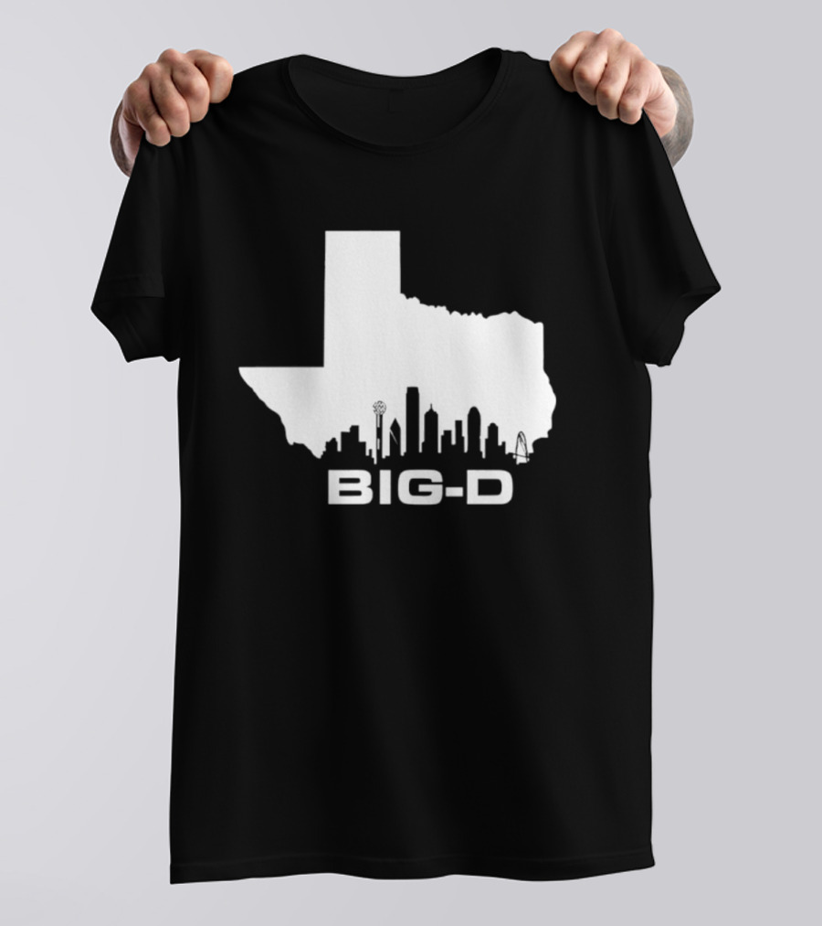 Big D Texas Outline Dallas City Skyline Map T-Shirt