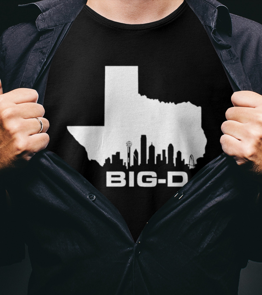 Big D Texas Outline Dallas City Skyline Map T-Shirt
