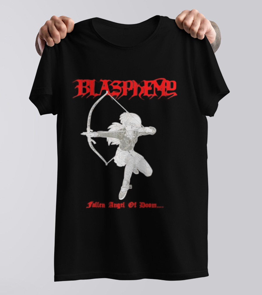 Blasphemy Fallen Angel Of Doom Black Metal Anime Archer T-Shirt