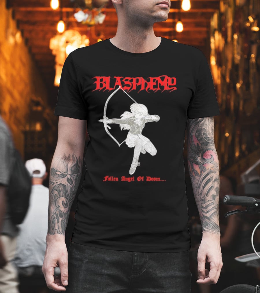 Blasphemy Fallen Angel Of Doom Black Metal Anime Archer T-Shirt