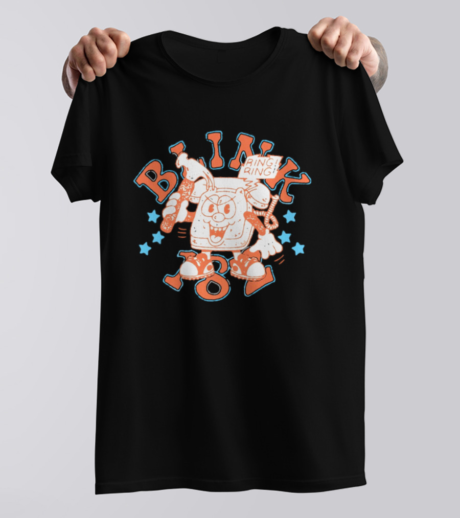 Blink 182 Ring Ring Cartoon Telephone Character With Stars T-Shirt