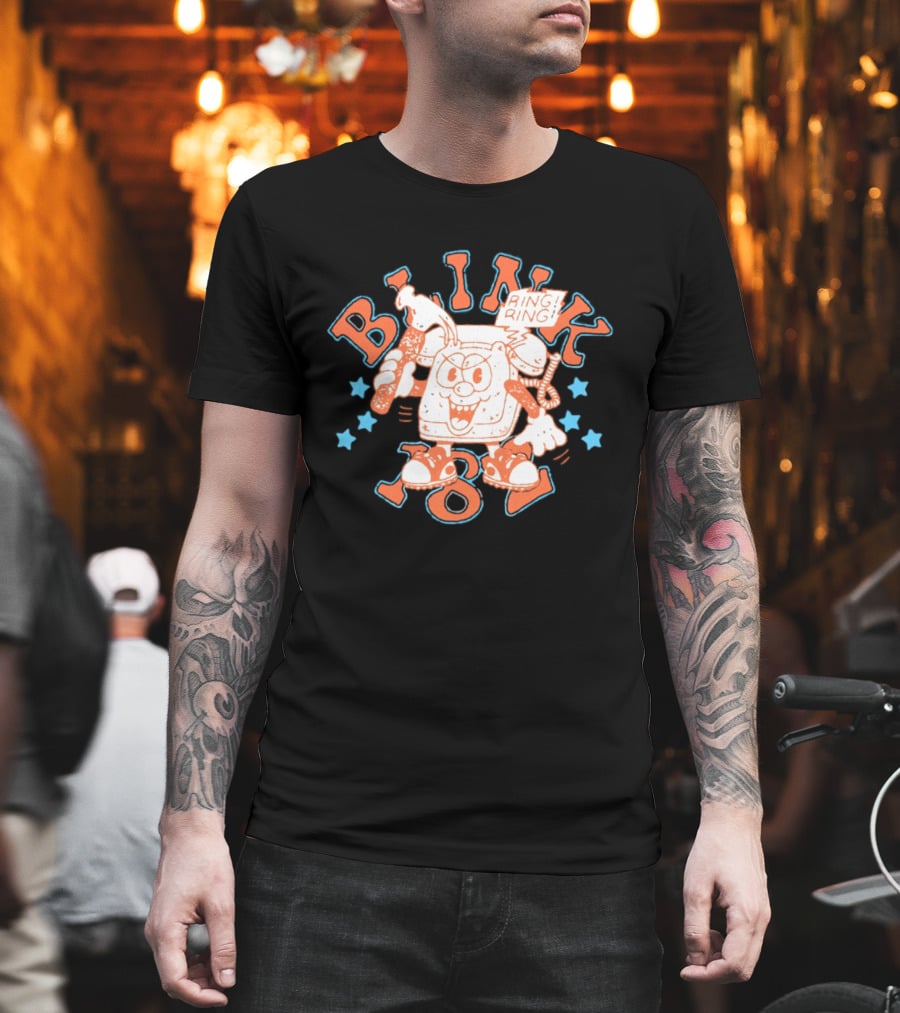Blink 182 Ring Ring Cartoon Telephone Character With Stars T-Shirt