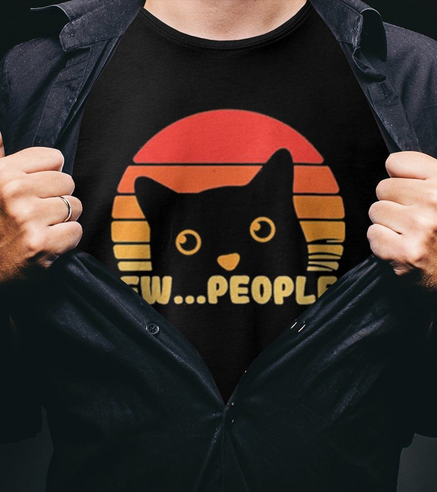 Ew People Judgmental Cat Face Stripes T-Shirt