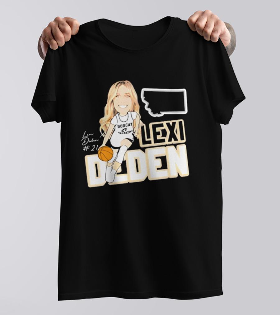Lexi Deden 21 Bobcat Map Montana Player Caricature Basketball T-Shirt
