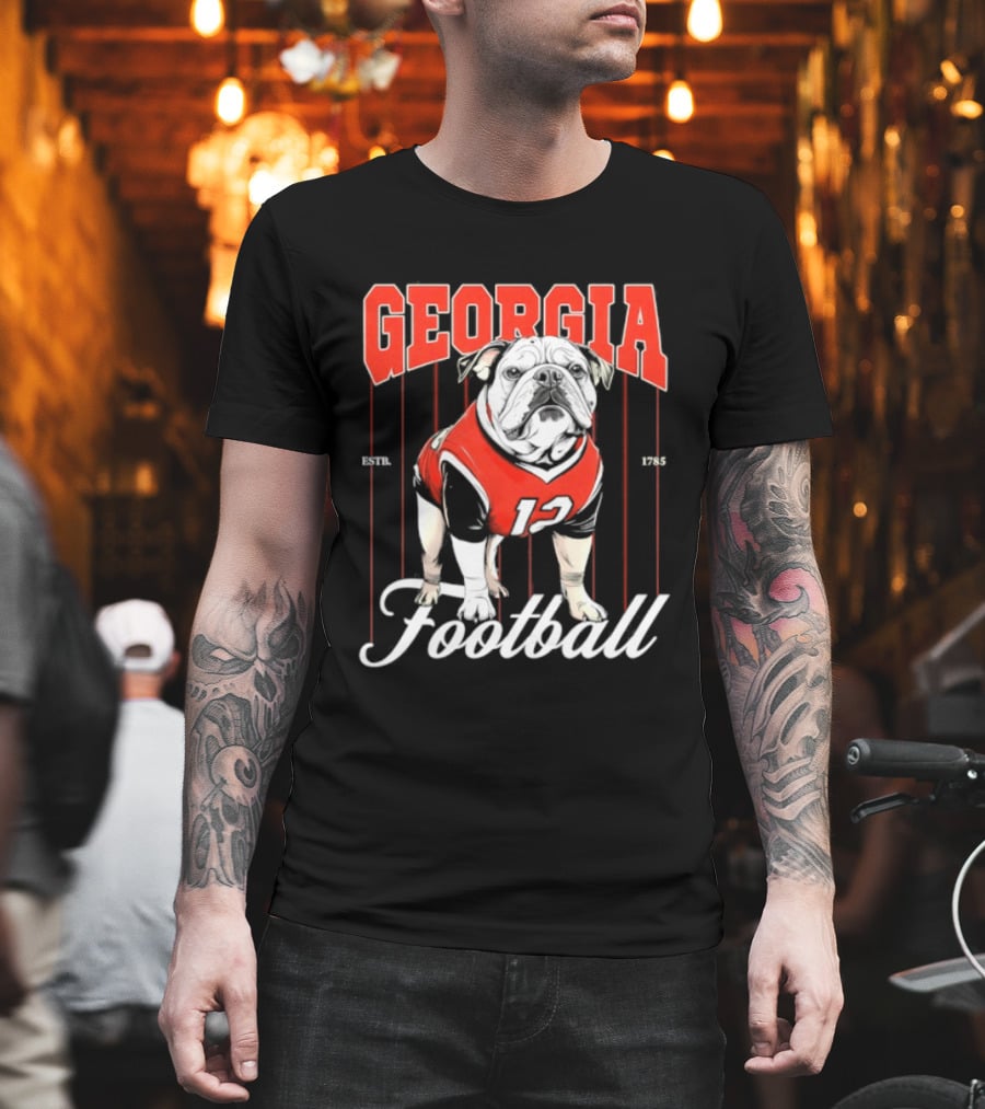 Georgia Bulldogs Football 1785 Bulldog Mascot Red Jersey T-Shirt