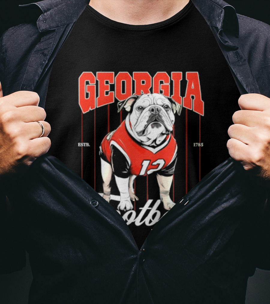 Georgia Bulldogs Football 1785 Bulldog Mascot Red Jersey T-Shirt