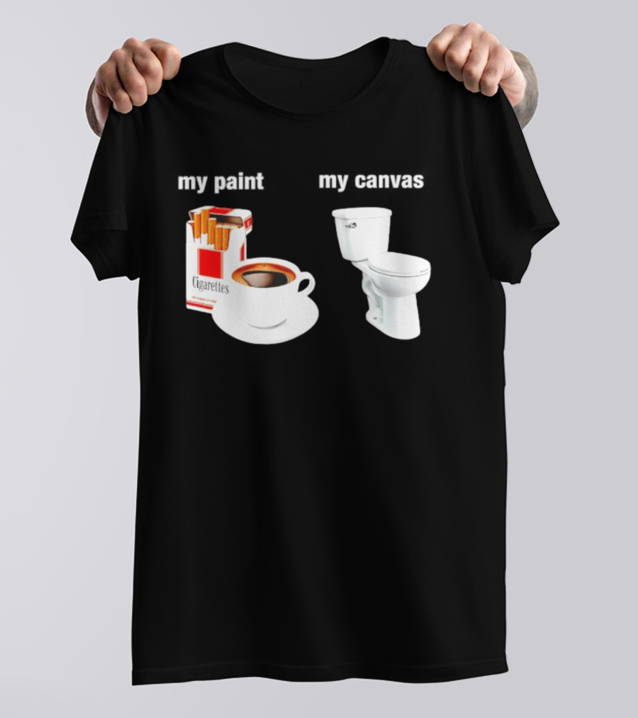 Cigarettes Coffee Toilet Funny Morning Routine T-Shirt