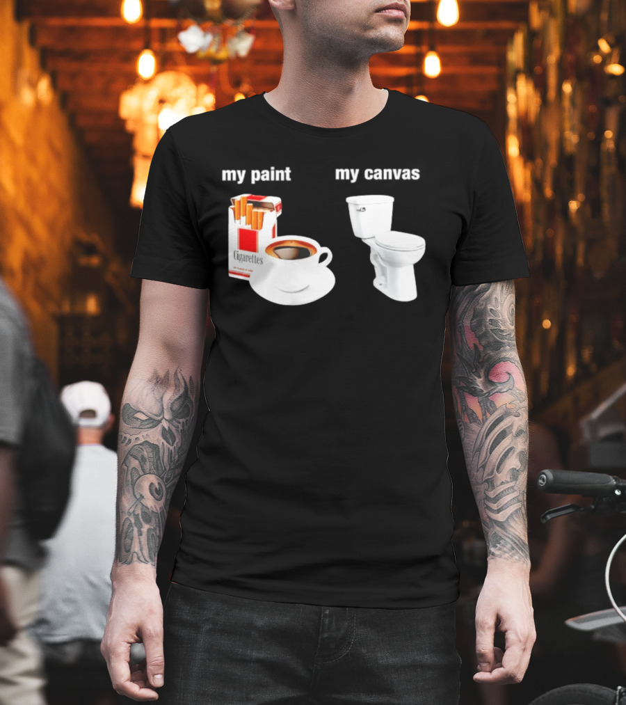 Cigarettes Coffee Toilet Funny Morning Routine T-Shirt