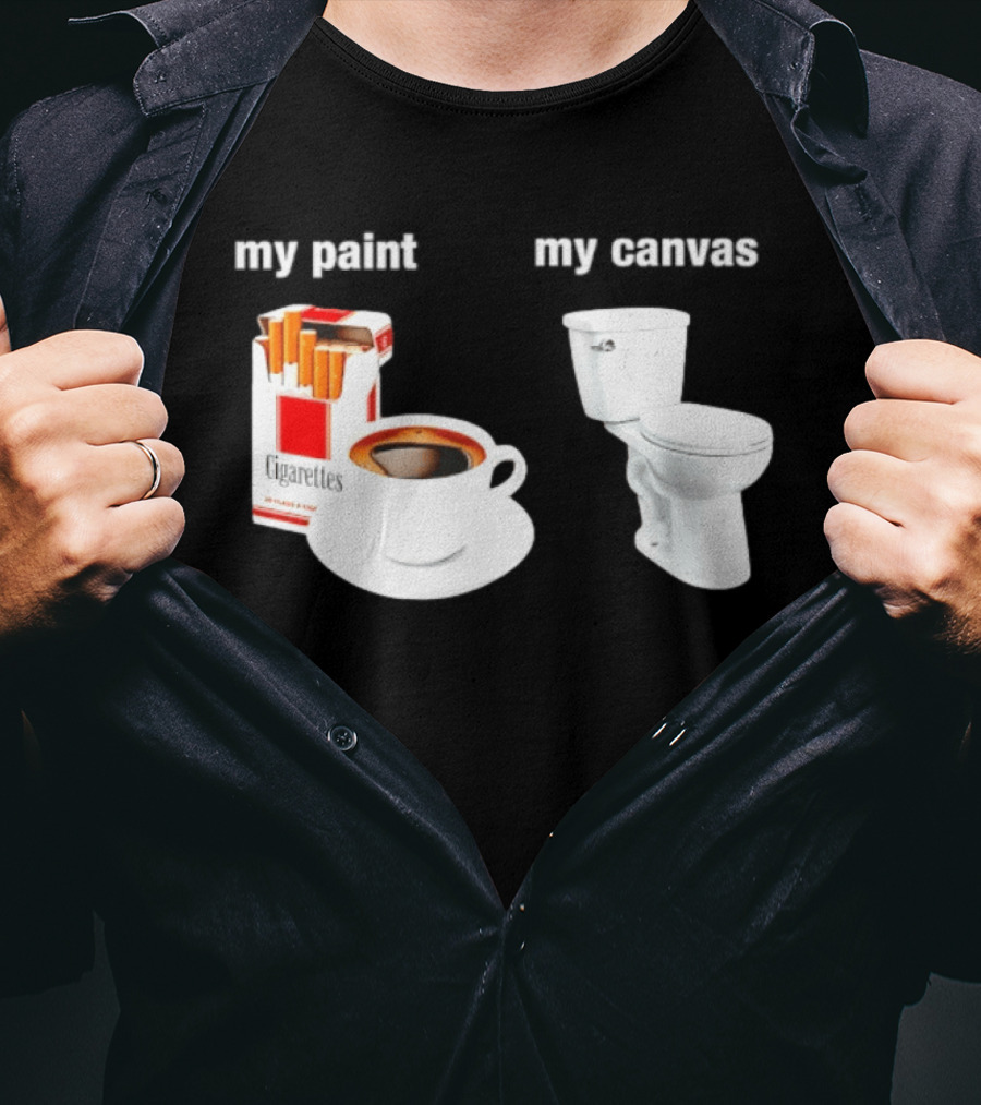 Cigarettes Coffee Toilet Funny Morning Routine T-Shirt