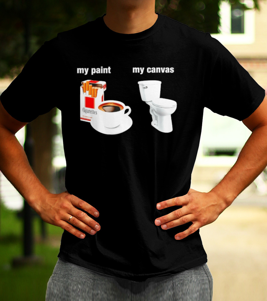 Cigarettes Coffee Toilet Funny Morning Routine T-Shirt