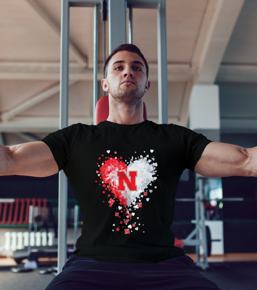 Nebraska Cornhuskers Heart Diamond Red N 2026 NCAA T-Shirt