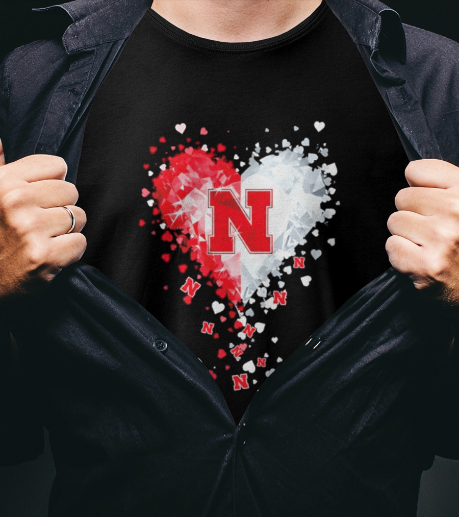 Nebraska Cornhuskers Heart Diamond Red N 2026 NCAA T-Shirt