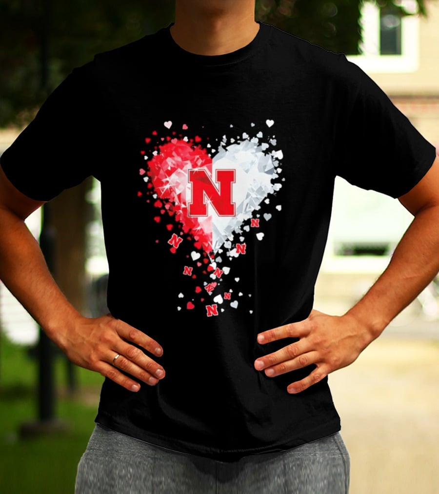 Nebraska Cornhuskers Heart Diamond Red N 2026 NCAA T-Shirt