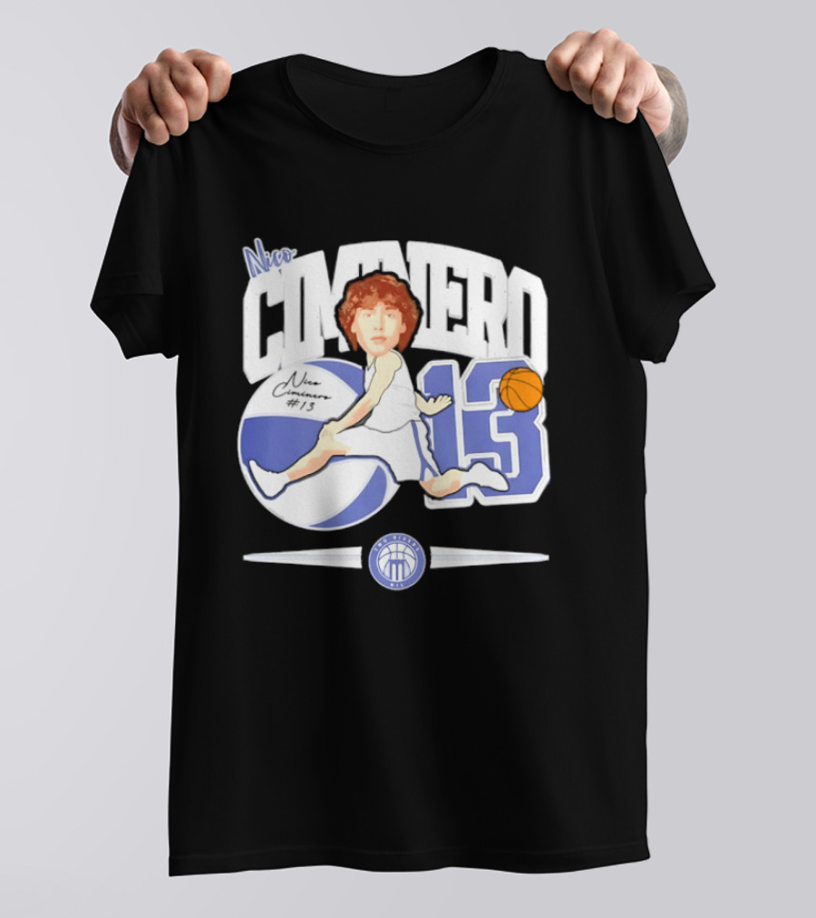 Nico Ciminero 13 Basketball Caricature Marietta College Athletics T-Shirt