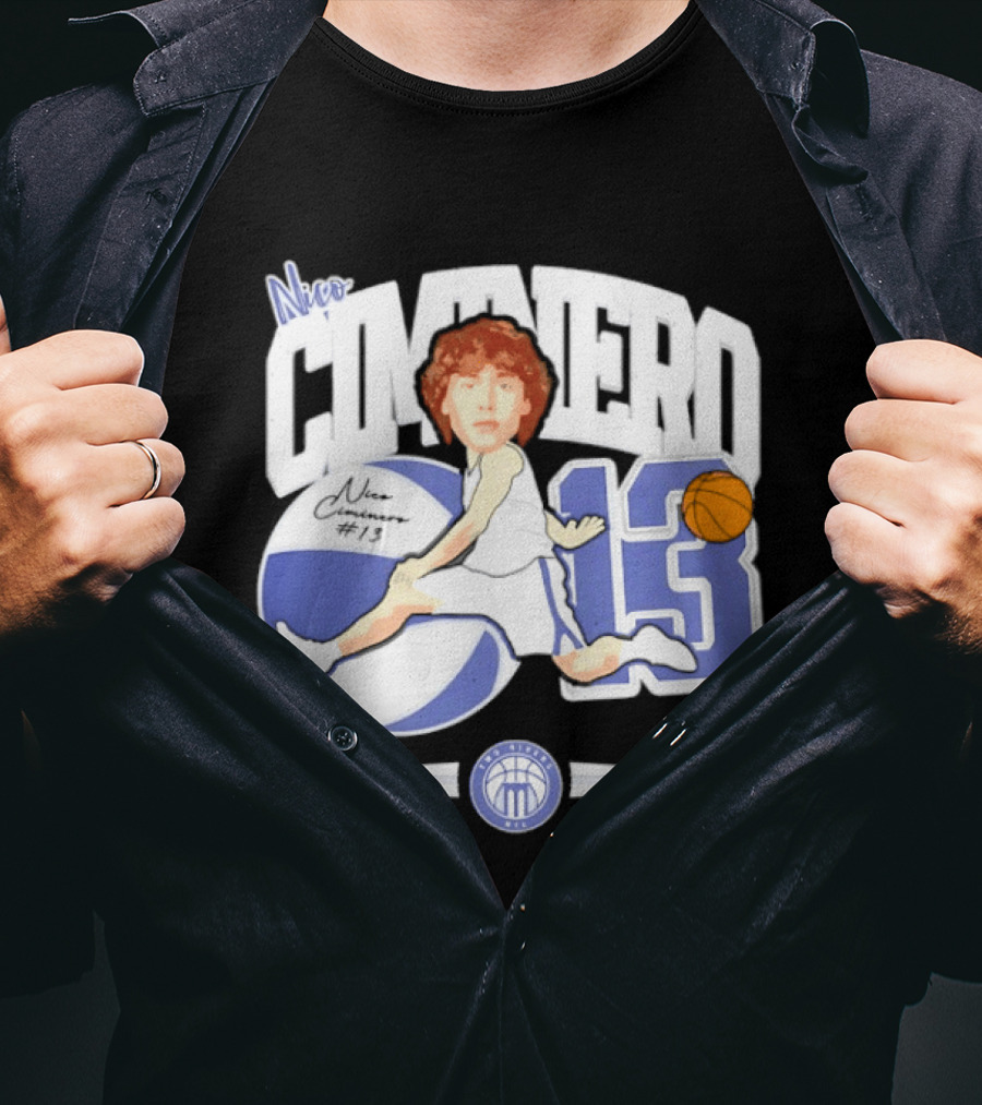 Nico Ciminero 13 Basketball Caricature Marietta College Athletics T-Shirt