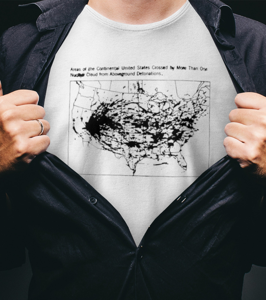 Continental US Regions Affected By Multiple Nuclear Cloud Crossings From Above Ground Detonations T-Shirt
