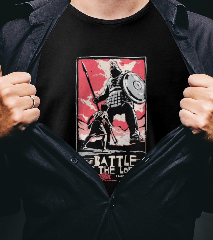 The Courageous Athlete Battle For The Battle Is The Lord's David And Goliath 1 Samuel 17:47 T-Shirt
