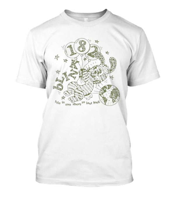Blink 182 Life Is Too Short To Last Long Cartoon Rabbit And 182 Balloon With Stars T-Shirt
