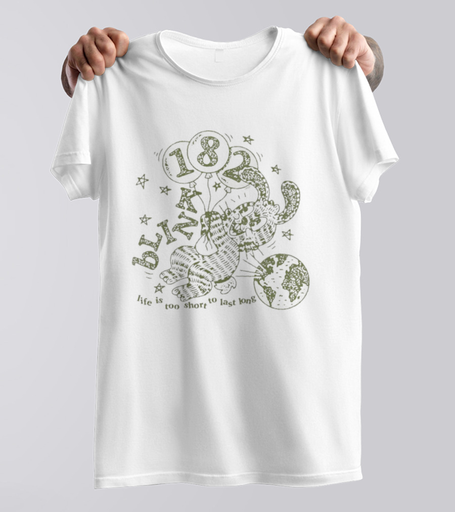 Blink 182 Life Is Too Short To Last Long Cartoon Rabbit And 182 Balloon With Stars T-Shirt