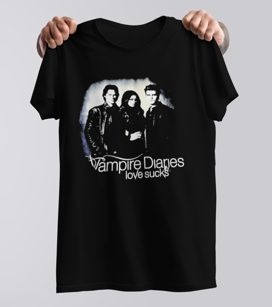 Vampire Diaries Love Sucks Damon Elena Stefan T-Shirt