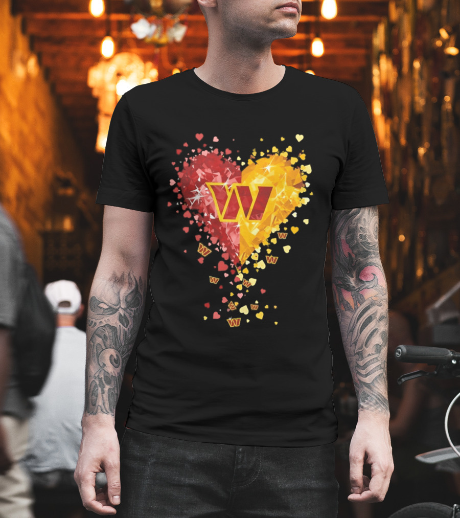 Washington Commanders Heart W Crystalized Chevron Burst T-Shirt