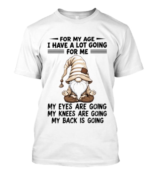 For My Age I Have A Lot Going For Me My Eyes Are Going My Knees Are Going My Back Is Going Gnome T-Shirt