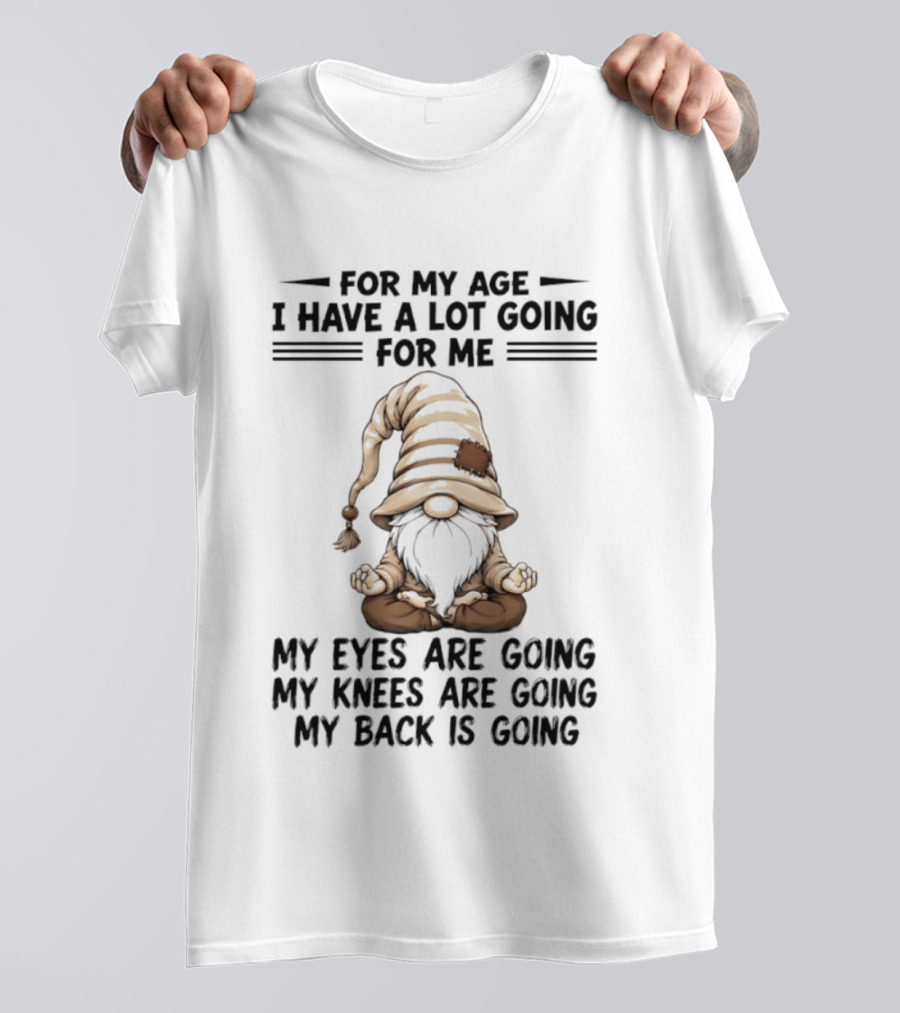 For My Age I Have A Lot Going For Me My Eyes Are Going My Knees Are Going My Back Is Going Gnome T-Shirt