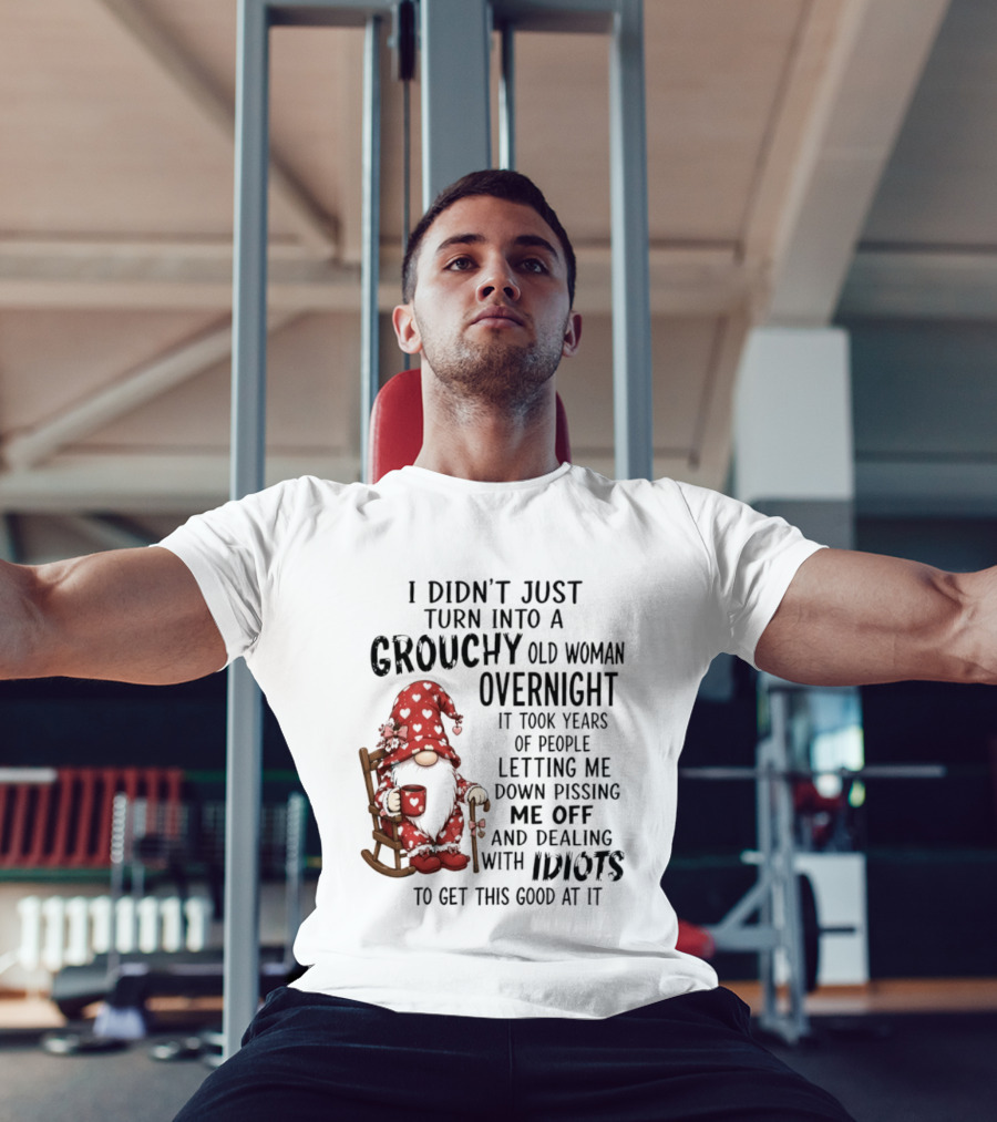 I Didn't Just Turn Into A Grouchy Old Woman Overnight Gnome Humor It Took Years Of People Letting Me Down Pissing Me Off And Dealing With Idiots T-Shirt