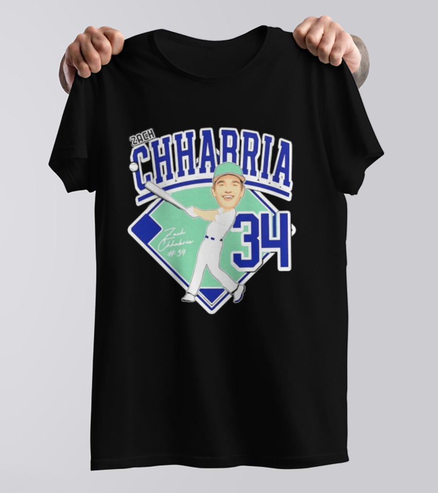 Chhabria 34 Drew University Athletics Baseball Caricature Zach Chhabria T-Shirt