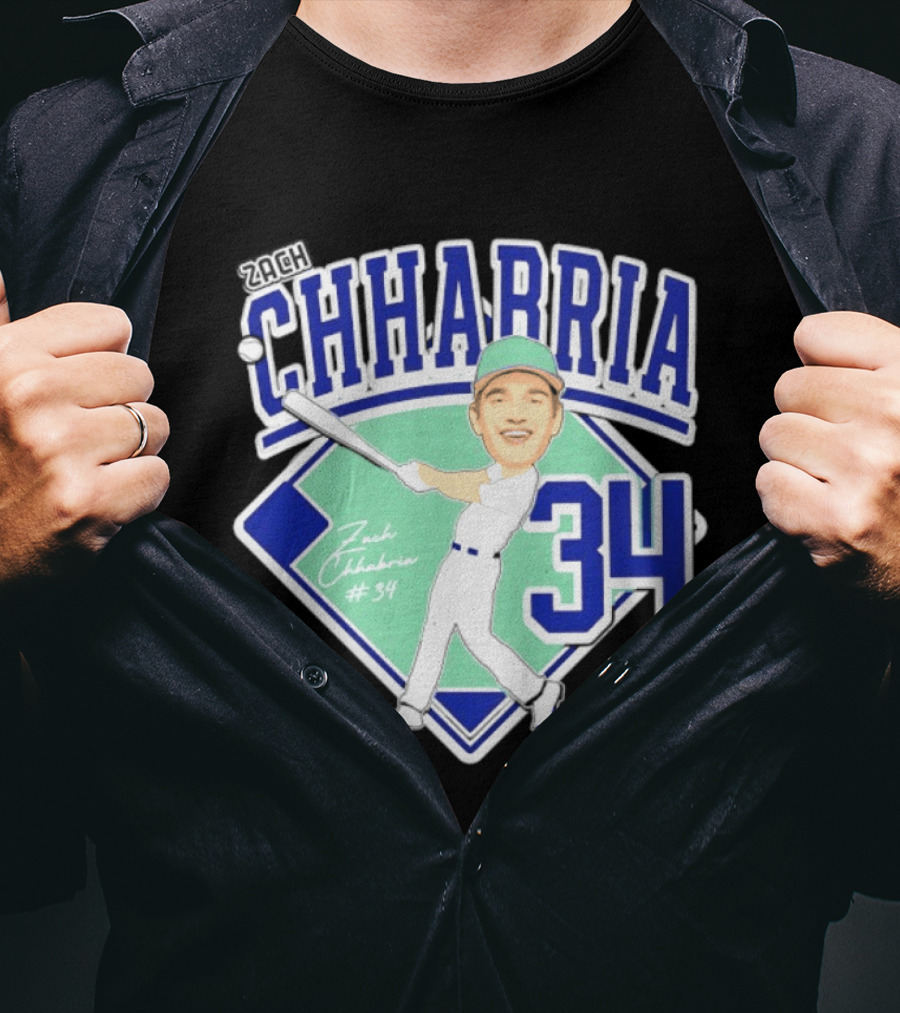 Chhabria 34 Drew University Athletics Baseball Caricature Zach Chhabria T-Shirt