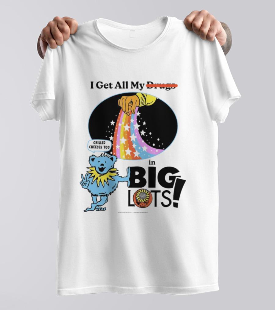 Big Lots Grilled Cheeses Too Grateful Dead Bear Rainbow Stars T-Shirt