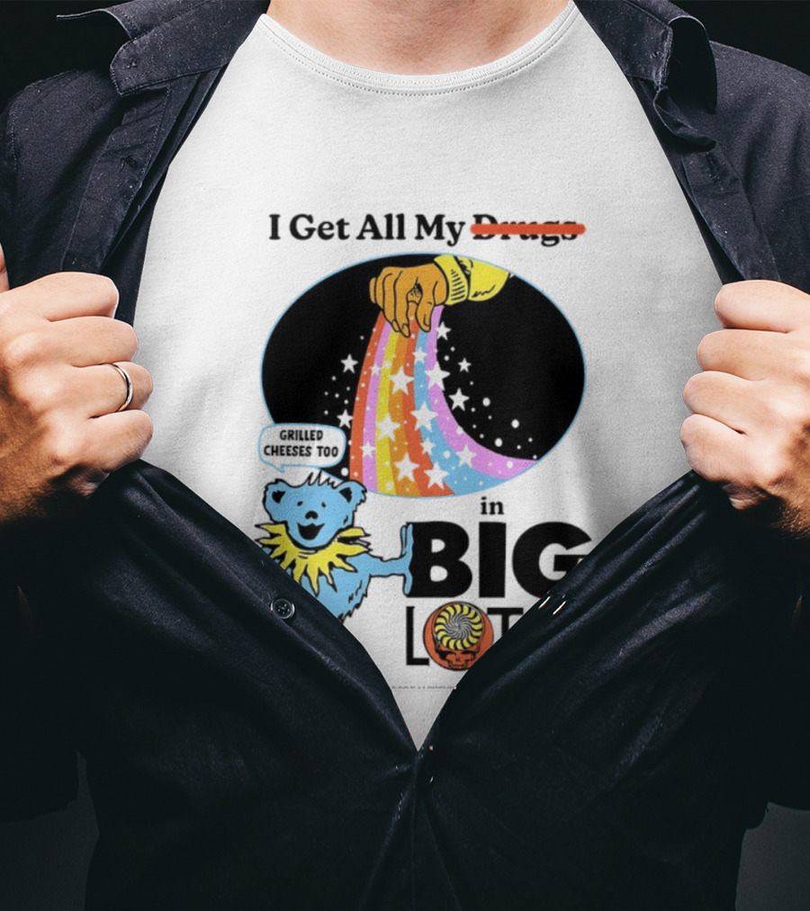 Big Lots Grilled Cheeses Too Grateful Dead Bear Rainbow Stars T-Shirt