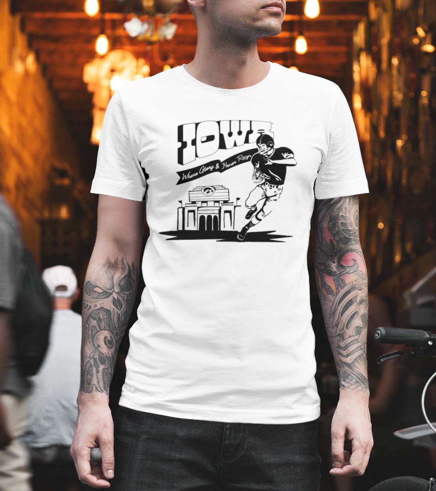 Iowa Stadium Glory And Honor Reign Football Scene T-Shirt